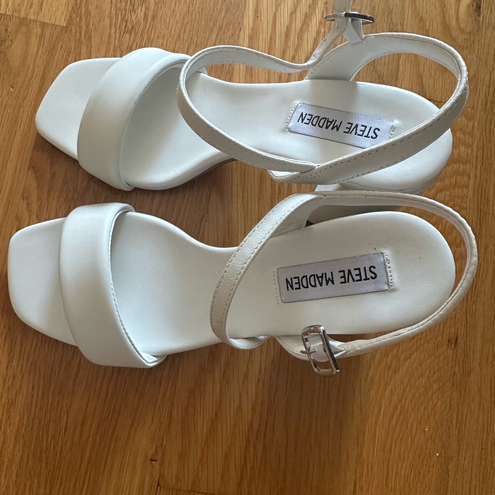 Steve Madden White Strappy Sandals